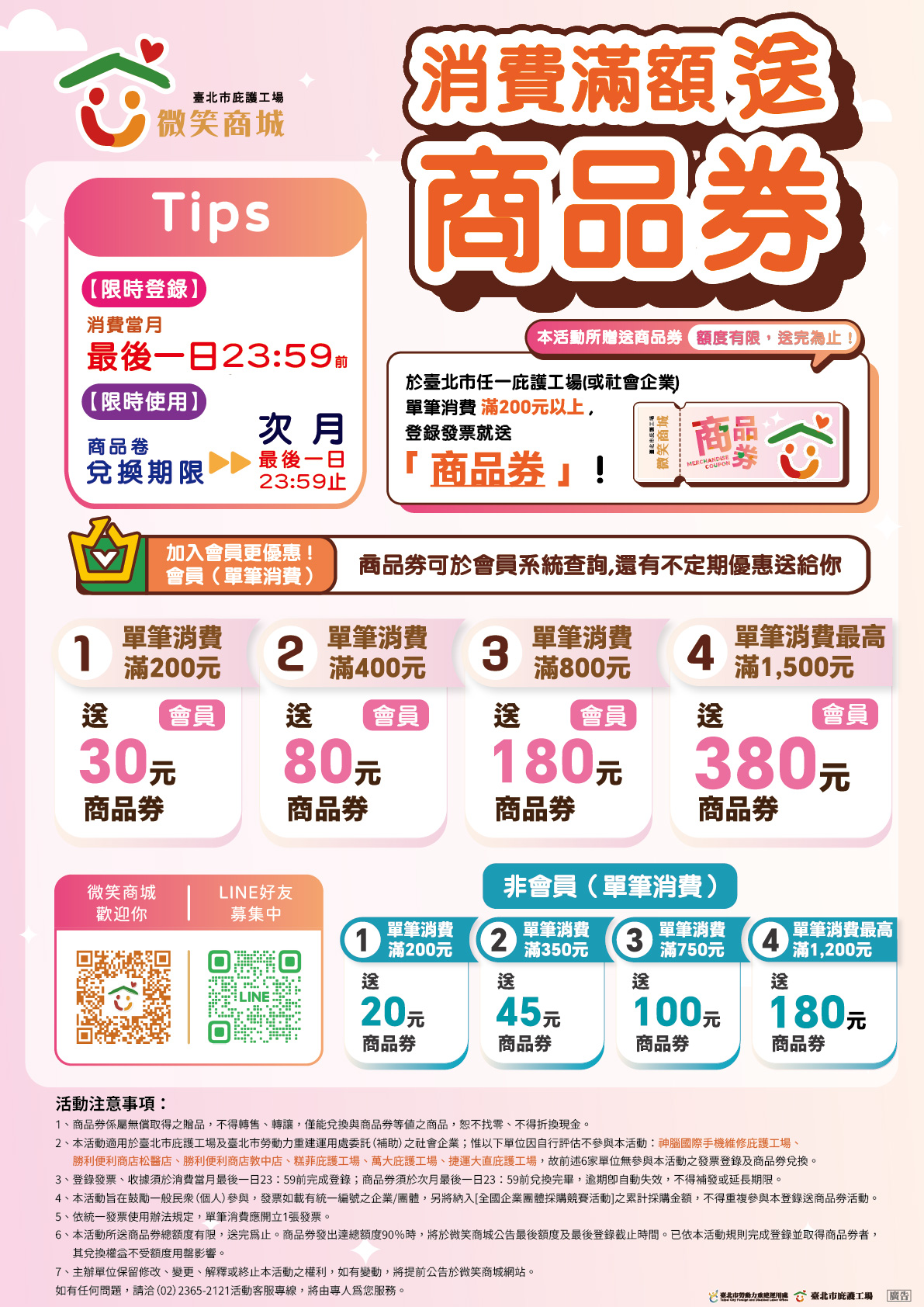 115年度 消費滿額送商品券 活動!!